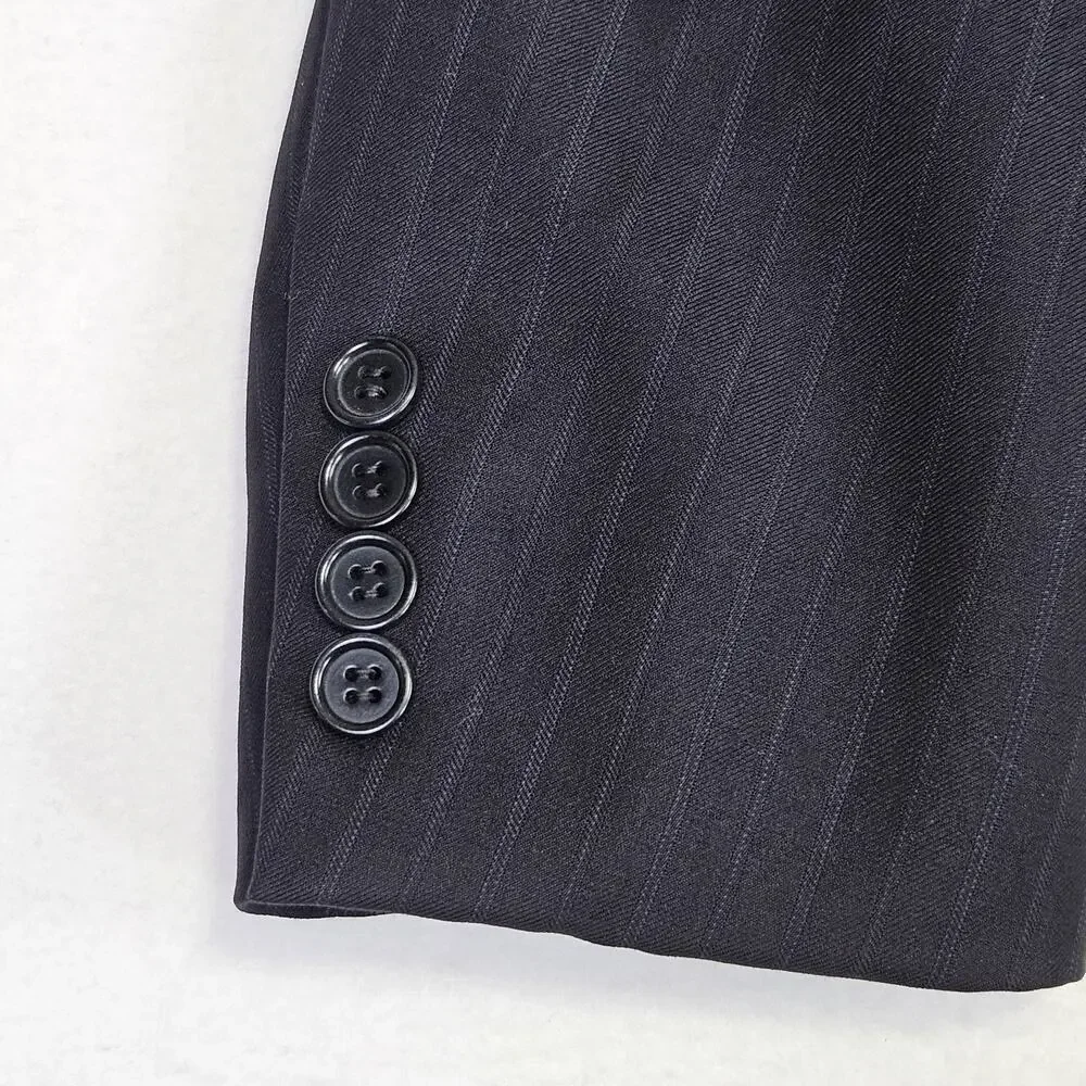 Canali Blazer Mens 42R Black Super 120s Luxury Italian Wool Suit Jacket Designer